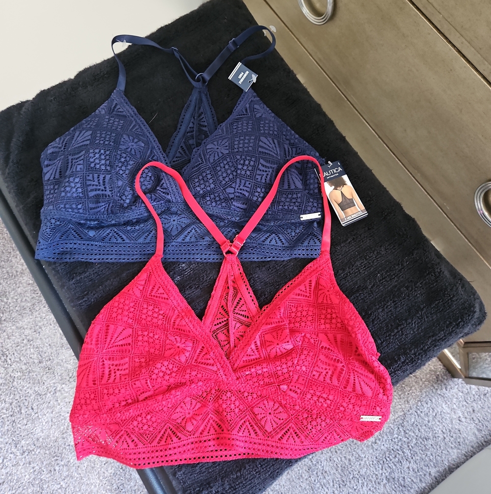Nautica Lace Bralettes in Navy and Hot Pink